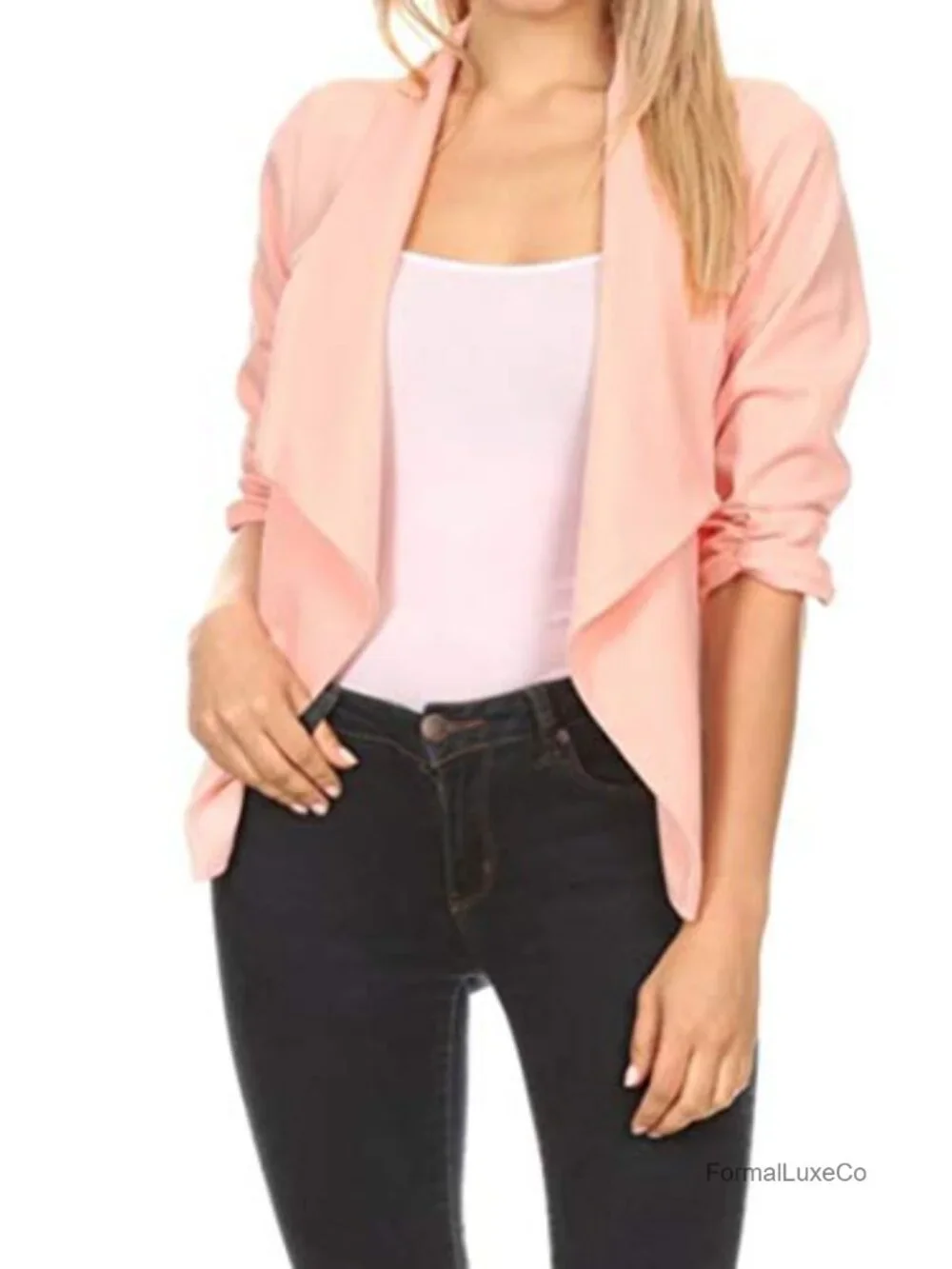 Women's 3/4 Sleeve Open Front Blazer Jacket